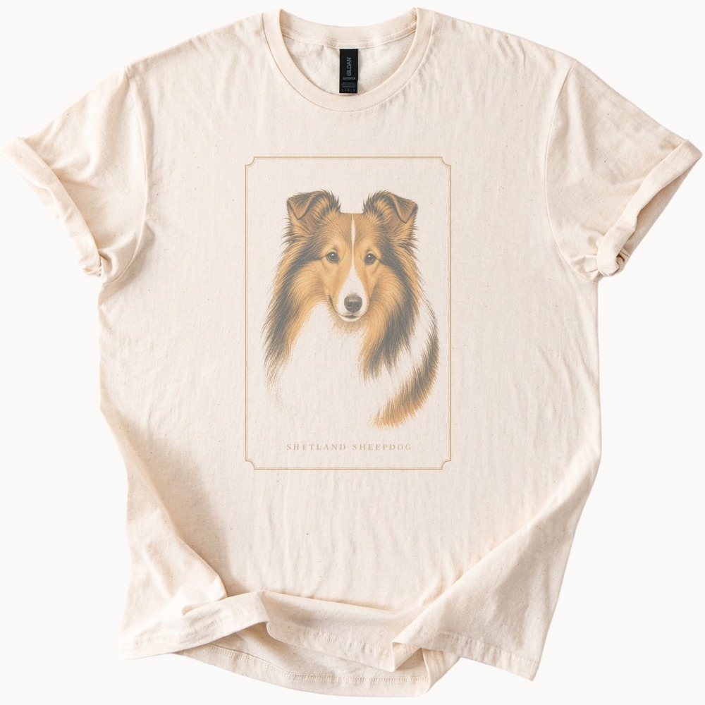 Shetland Sheepdog Graphic Tee in Natural - Stylish Dog Lover Design
